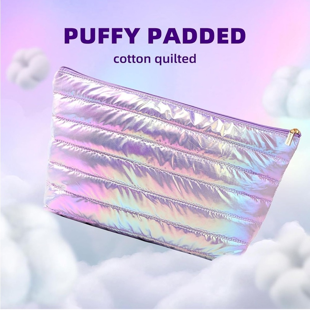 Iridescent Purple Makeup Bag Large 14” Cosmetic Travel Pouch (SKIN) NEW - Picture 2 of 4